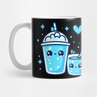 Cute Blue Boba Tea Drink in Kawaii Style with a Heart | Kawaii Food Art Lover Mug